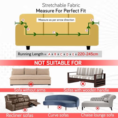Outlay Home Universal 3 Seater Sofa Cover with Elasticity, Protective, Stretchable, Spandex & Polyester Sofa Slipcover (3 Seater, 185cm * 230cm) (3-Sitter-Multicolor1) - Image 4