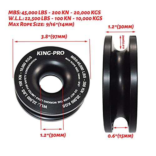 KING-PRO Recovery Ring 7/16"x20" Soft Shackle 35,000lbs Breaking Strength with Snatch Ring 45,000lbs for Full-Size Truck Large SUVs Offroad Vehicels 1-Pack (Red-Black) - Image 4