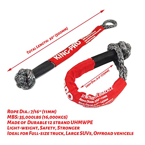 KING-PRO Recovery Ring 7/16"x20" Soft Shackle 35,000lbs Breaking Strength with Snatch Ring 45,000lbs for Full-Size Truck Large SUVs Offroad Vehicels 1-Pack (Red-Black) - Image 3