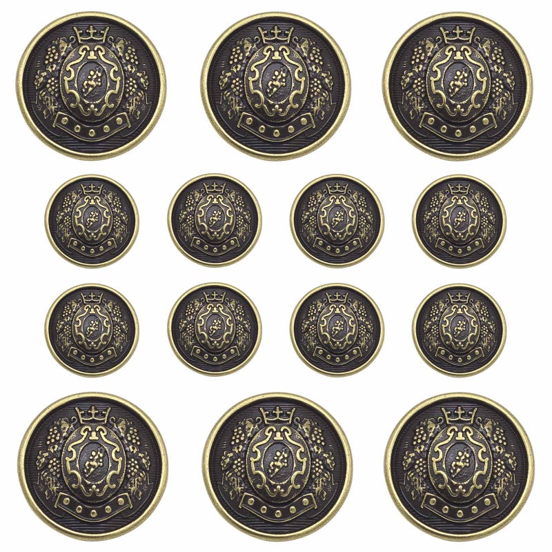 Betoplin 14 Pieces Antiqued Bronze Blazer Buttons, 15mm 23mm Metal Buttons for Blazers, Suits, Coats, Jackets - Image 1