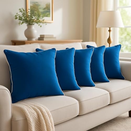 Wakefit Cushion for Sofa | Super Soft Fabric Cushion Pillow, Throw Pillow for Sofa | Premium Fresh Hollow Fibre Filling | 12x12 Inches | Dark Teal | Set of 5 - Image 1