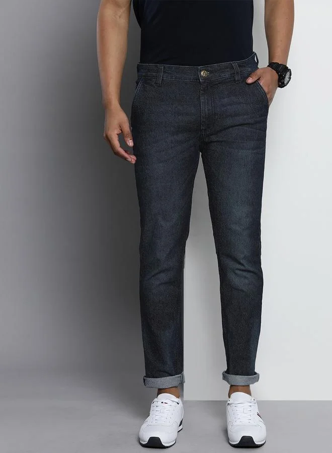 The Indian Garage Co The Indian Garage Co Men Dark Blue Mid Rise Slim Fit Solid Jeans