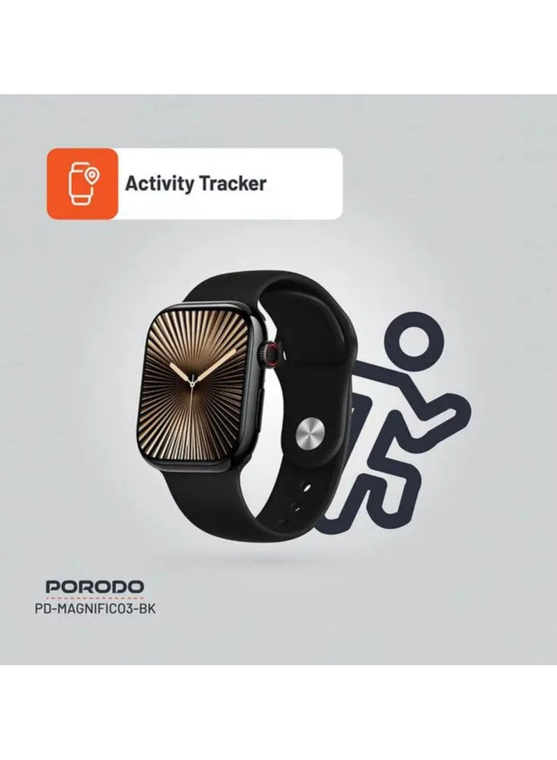 Magnifico 3 Smart Watch with Dual Straps, Up to 5 Days of Working Time Activity Tracker & Health Monitoring, Music Control, Apps Notification, Camera Shutter, Multiple Sports Mode - Black