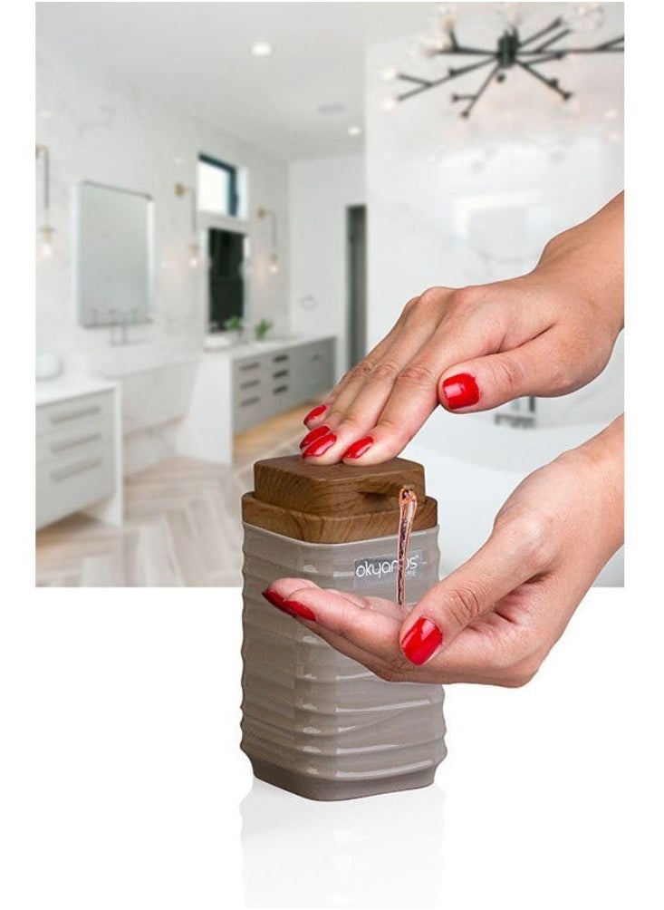 Generic Elegance Acrylic Square Soap Dispenser For Bathroom Countertop Dish Wash Soap Dispenser  Kitchen Bathroom 300Ml Wooden Lid Beige  - Image 2