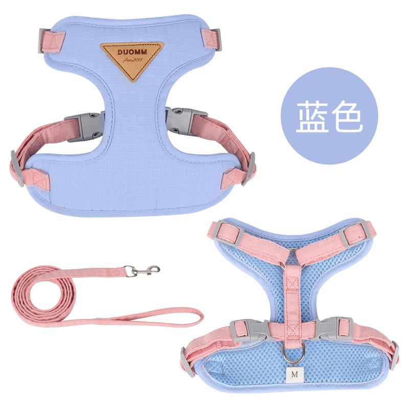 Generic Cat Traction Rope Anti-break Out Special Cat Walking Rope English Short Vault Cat Chain Small Milk Cat Rope I-shaped Blue 