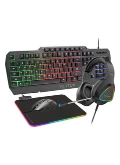 Vertux, 4-in-1 Gaming Backlit Anti-Ghosting Keyboard, 3600 DPI Gaming Mouse, RGB Mat, Headphones with Microphone, VertuKit