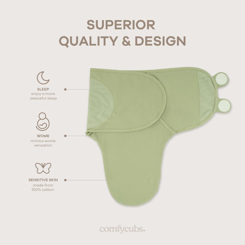 Comfy Cubs Easy Swaddle Blanket, 3 Pack - 100% Cotton Newborn Wrap, Large for 3-6 Months Infants, Breathable and Durable Sleep Sack for Babies - Stone, Sage, Azul - Image 3