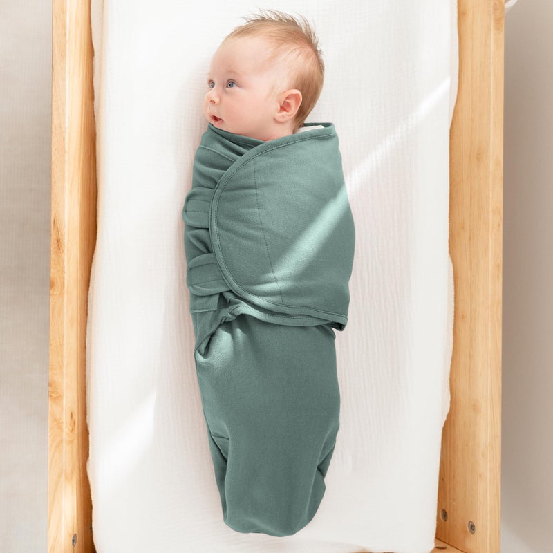 Comfy Cubs Easy Swaddle Blanket, 3 Pack - 100% Cotton Newborn Wrap, Large for 3-6 Months Infants, Breathable and Durable Sleep Sack for Babies - Stone, Sage, Azul - Image 4
