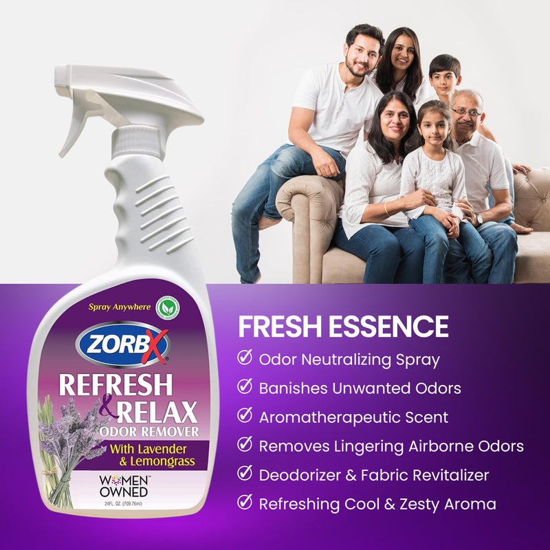 ZORBX Lavender & Lemongrass Spray, 24 Oz - All-Purpose Deodorizer, Refreshes Fabric, Removes Strong Odors, Perfect for Home, Car, Gym, Laundry - Image 4