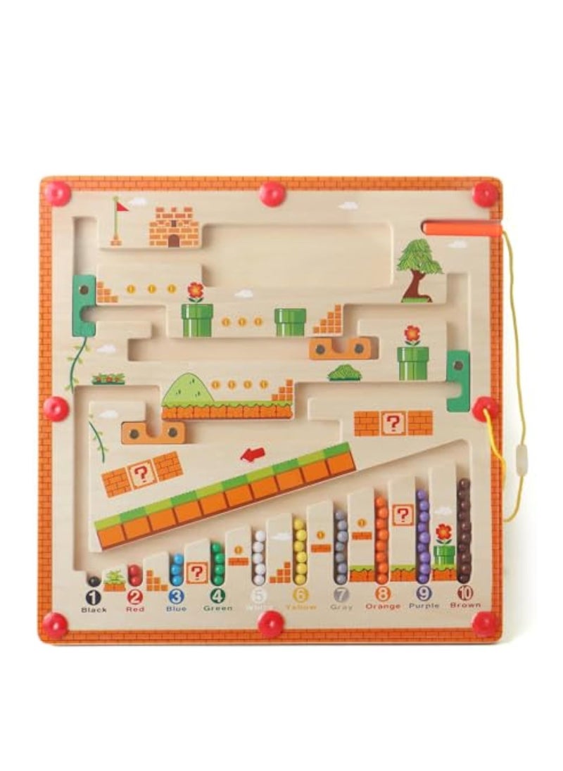 YelaJoy Magnetic Color and Number Maze Toy for 3+ Year Old, Montessori Fine Motor Development Educational Wooden Puzzle Board, Matching Learning Counting Game, Toddlers and Kids Boys Girls Preschoolers Gift  - Image 1