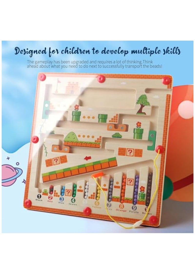 YelaJoy Magnetic Color and Number Maze Toy for 3+ Year Old, Montessori Fine Motor Development Educational Wooden Puzzle Board, Matching Learning Counting Game, Toddlers and Kids Boys Girls Preschoolers Gift  - Image 4