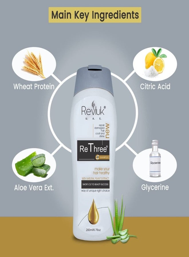 Revluk - Rethree Anti Dandruff & Hair fall Shampoo For Men & Women - Suitable For Dry Hair Scalp, Sulphate & Paraben Free 200 Ml - Image 4