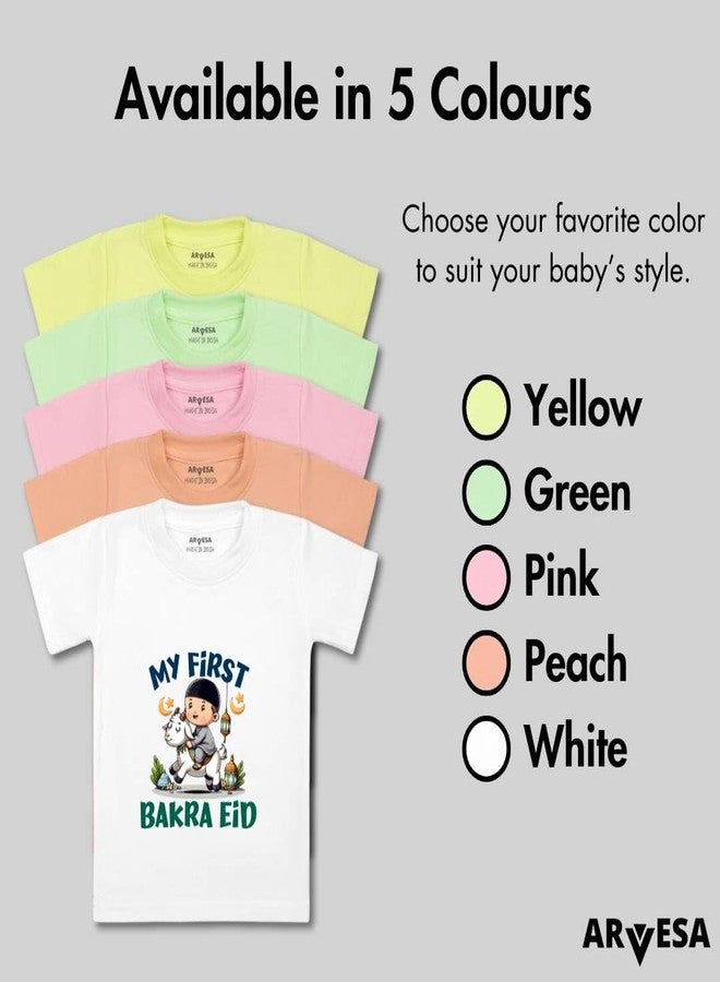 ARVESA My First Eid TS-1650 Eid Baby Tshirt for Kids Boys & Girls Half Sleeves Round Neck Clothes Tshirt for Kids Boys 1 Months to 6 Years Dress - Image 4