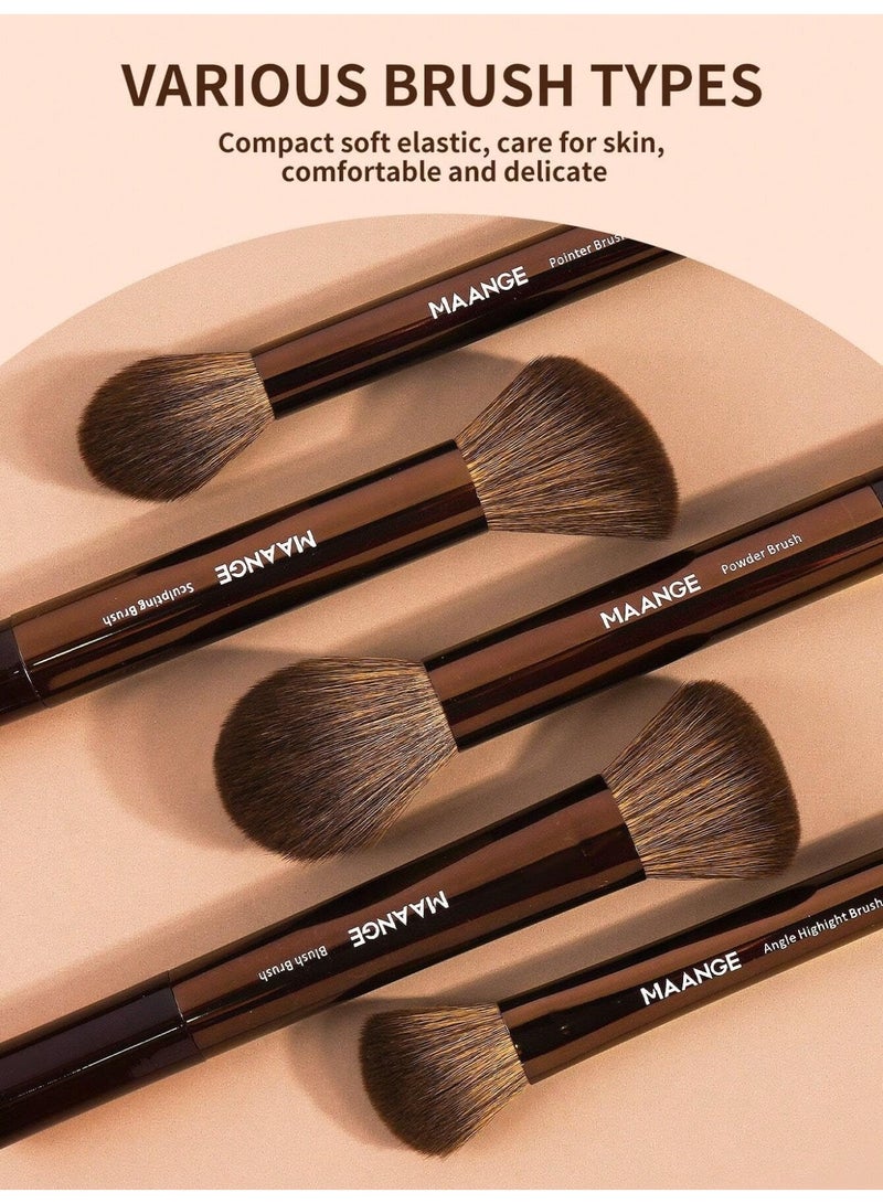 مانجي مجموعة فرش المكياج الاحترافية من ماانج، بتصميم أنبوبي طويل ناعم - Image 3