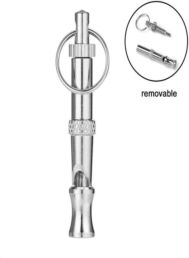Jizlan Silver Pets Whistle Adjustable Pet Training Sound Control Stainless Steel Puppy Bark Whistles with Suspendable Key Chain Dogs Training and Behavior Aids - Image 2