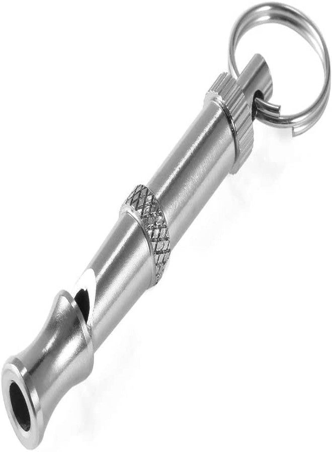 Jizlan Silver Pets Whistle Adjustable Pet Training Sound Control Stainless Steel Puppy Bark Whistles with Suspendable Key Chain Dogs Training and Behavior Aids - Image 1
