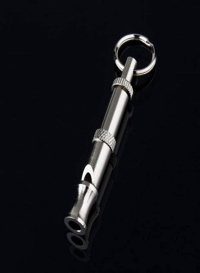 Jizlan Silver Pets Whistle Adjustable Pet Training Sound Control Stainless Steel Puppy Bark Whistles with Suspendable Key Chain Dogs Training and Behavior Aids - Image 3