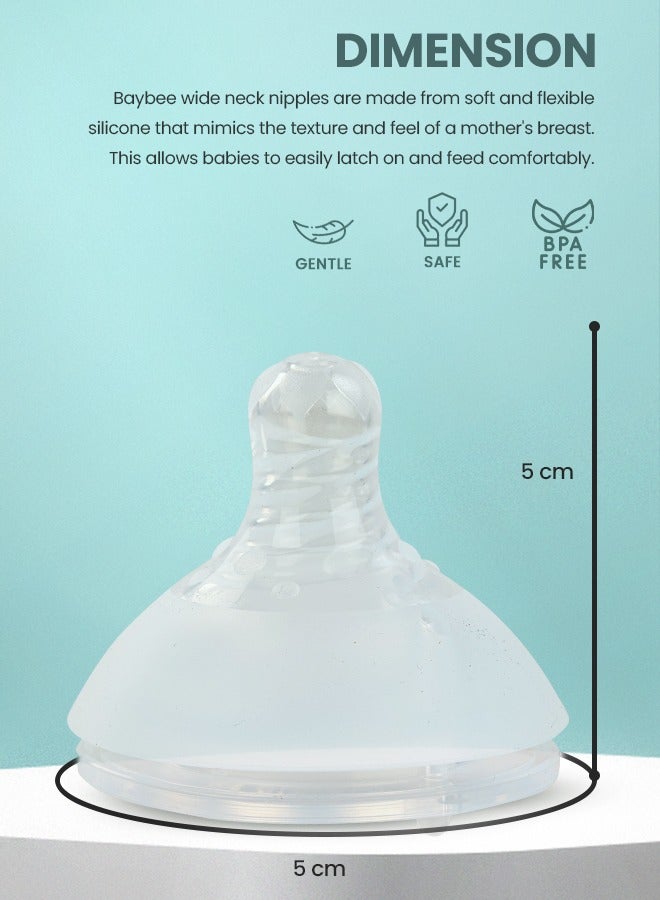 Baybee Wide Neck Baby Bottle Silicone Nipple Natural Flow Rate Feeding Teat Nipple for Infants, Toddlers, New Born Baby Feeding Bottle Nipple Anti Colic BPA Free Slow Flow - Image 3
