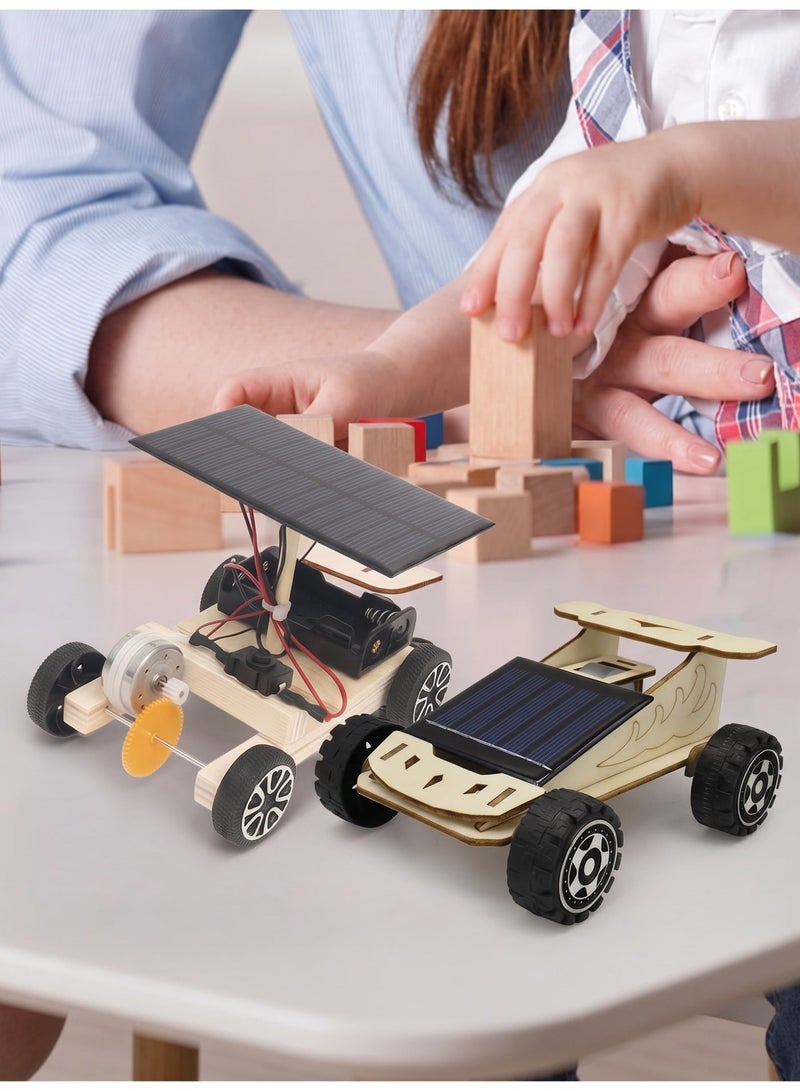 مجموعات نماذج السيارات الشمسية للبناء عدد 2 مجموعة أدوات STEM تعليمية للأطفال والمراهقين سيارة سباق تعمل بالطاقة الشمسية مشروع هندسي وتجارب علمية DIY - Image 1