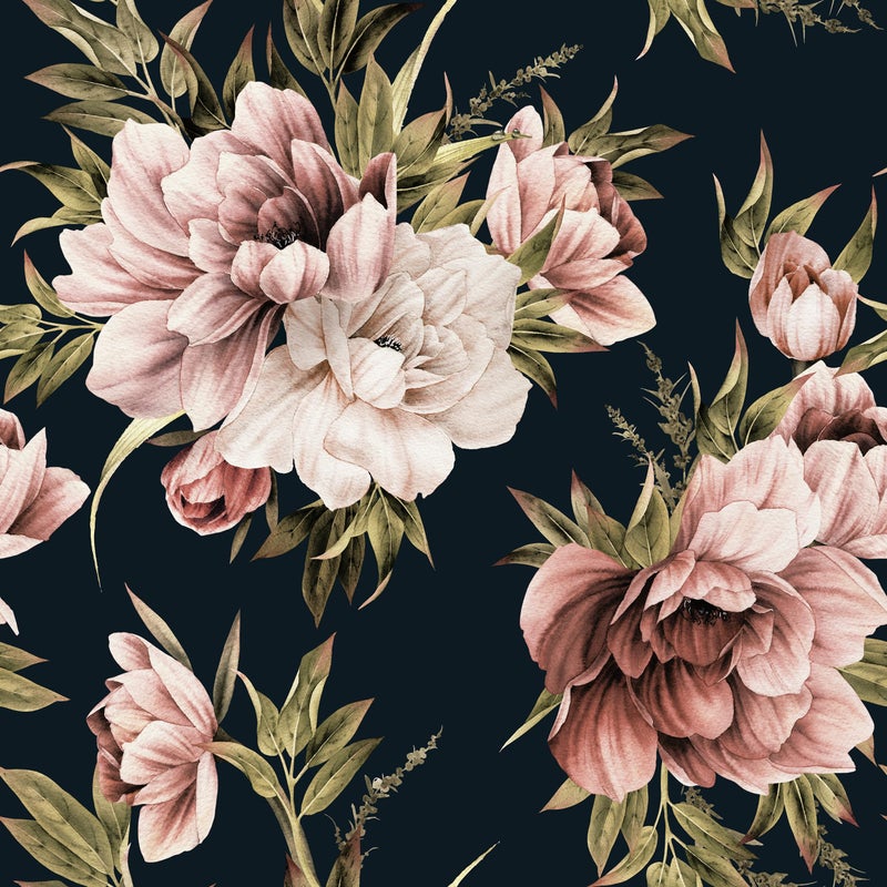 Wallercity Big Peony Floral Peel and Stick Wallpaper Decor Removable BlackPinkGreen Vinyl Self Adhesive Mural Sticker Waterproof Stick on Contact Paper for Walls Cabinets Shelf Backdrop 175x315 - Image 2