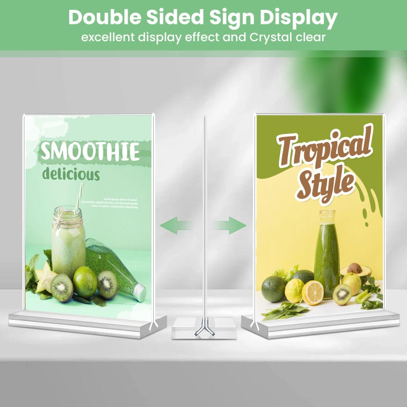 NICELINK Acrylic Sign Holder 4x6, 21 Pack Clear Table Menu Vertical Double Sided Display, Plastic Menu Stand Paper Holder Suitable for Restaurants Office Store Show Fair - Image 3