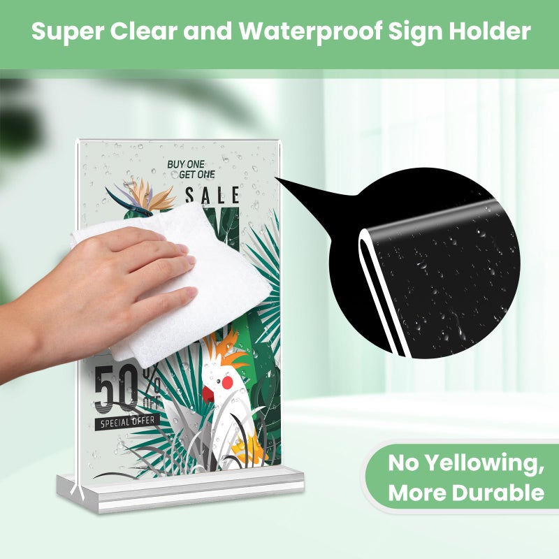 NICELINK Acrylic Sign Holder 4x6, 21 Pack Clear Table Menu Vertical Double Sided Display, Plastic Menu Stand Paper Holder Suitable for Restaurants Office Store Show Fair - Image 4