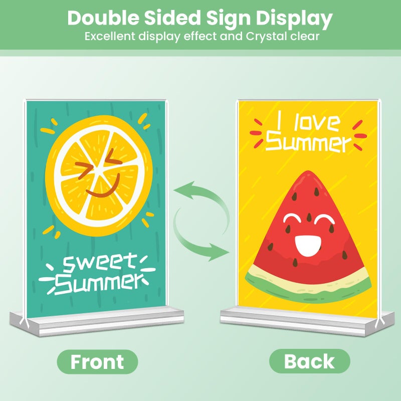 NICELINK Acrylic Sign Holder 4x6, 21 Pack Clear Table Menu Vertical Double Sided Display, Plastic Menu Stand Paper Holder Suitable for Restaurants Office Store Show Fair - Image 2