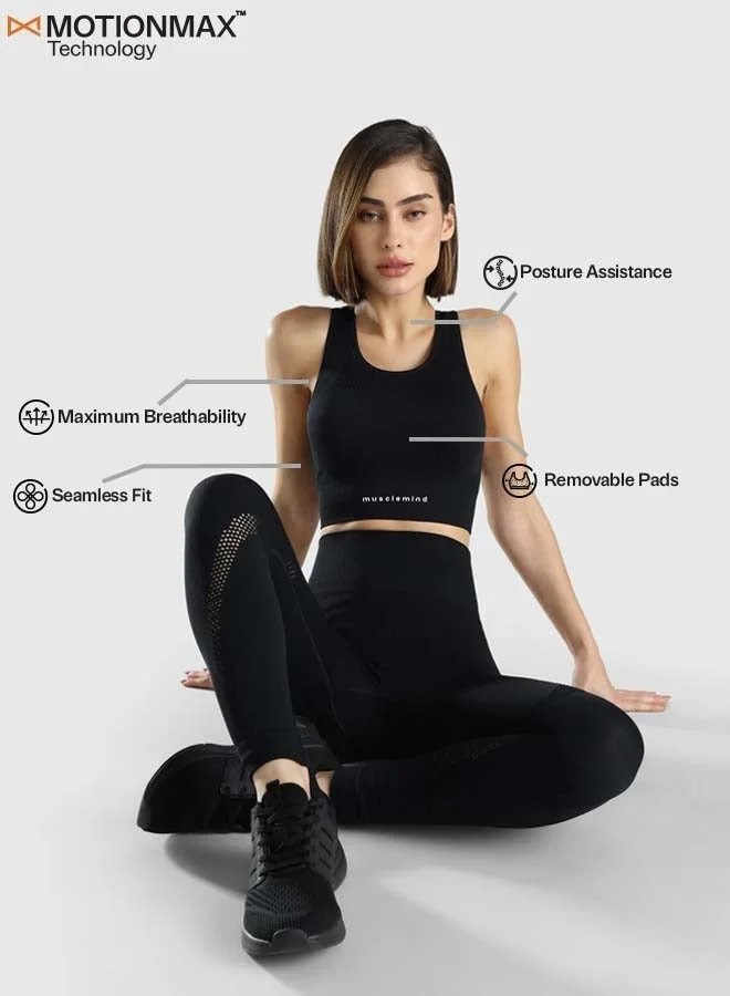 Musclemind black Seamless Sports Bra for Women | Best Price UAE