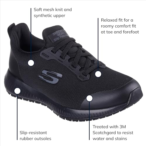 Skechers Women's Squad Sr Food Service Shoe Shoe, Black, 5.5 - Image 5