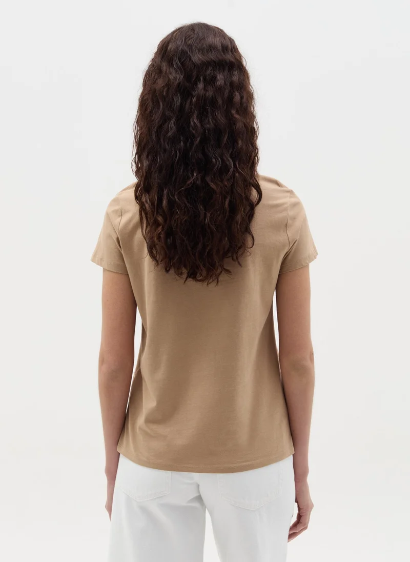 Ovs T-Shirt With V Neck And Application