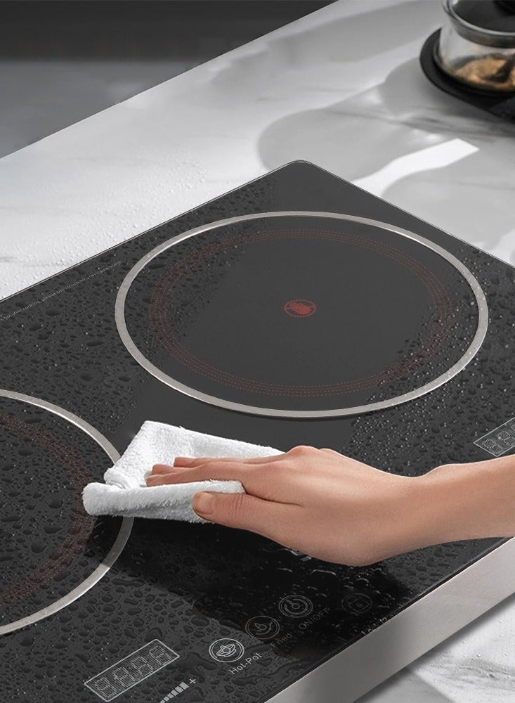 ويننج ستار صفيحة تسخين كهربائية للطهي، موقد مزدوج بالأشعة تحت الحمراء، موقد كهربائي محمول بقوة 1800 وات، يسخن في ثوانٍ، موقد سيراميك زجاجي محمول مزدوج الشعلات للطاولة للاستخدام في السكن الجامعي والمكتب والمنزل والتخييم، متوافق مع جميع أدوات الطهي - Image 5