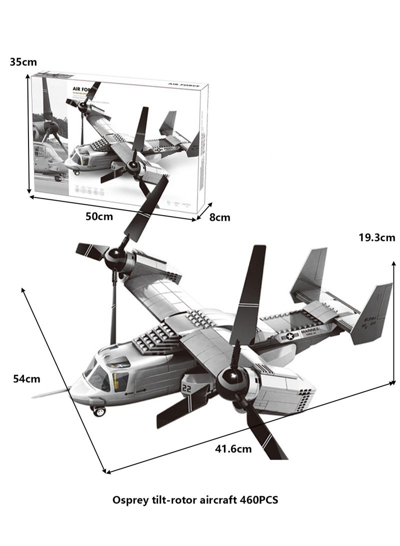 Loquat Children's Military Aircraft Model Small Particle Building Block Toy Model(Osprey Tilt-rotor Aircraft) - Image 2