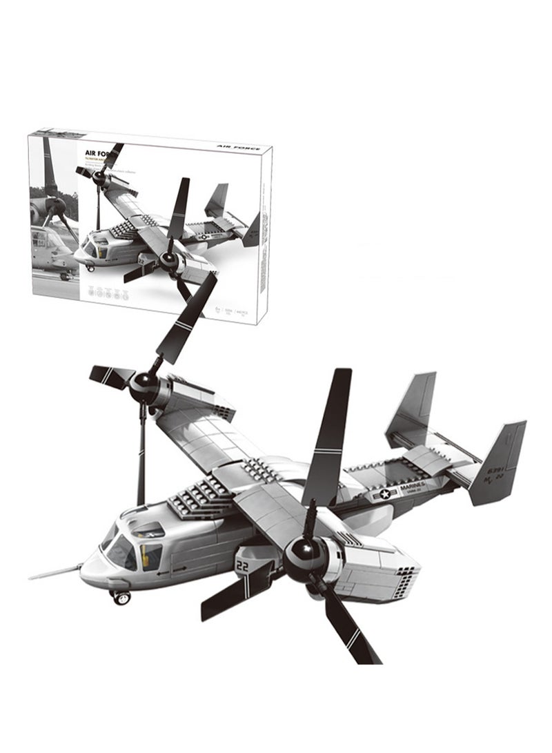 Loquat Children's Military Aircraft Model Small Particle Building Block Toy Model(Osprey Tilt-rotor Aircraft) - Image 1