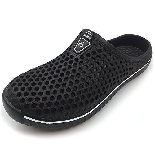 Amoji Garden Clogs Shoes Shower Sandals Yard Beach Plastic Rubber Summer 1702 Black Size 8 Womenn/6 Men - Image 1