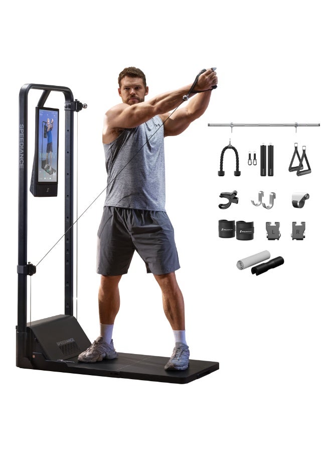 سبيديانس جيم مونستر 2، جهاز اللياقة الذكية المنزلي، جهاز تمارين منزلي معزز بالذكاء الاصطناعي، جهاز سميث متعدد الوظائف، معدات تدريب القوة للجسم بالكامل، محطة تمارين شاملة، وركس بلس - Image 1