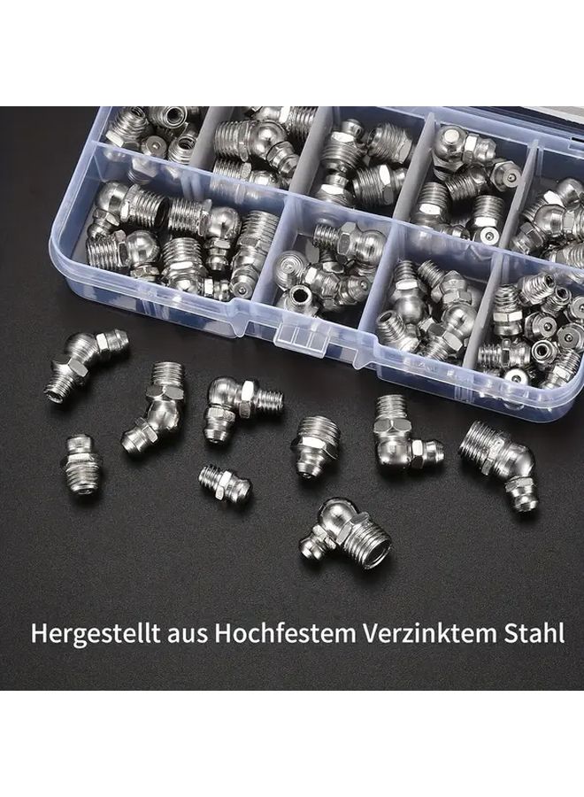 45Pcs Metric Grease Fitting Set M6 M8 M10 With 180 45 90 Degree Angles For Hydraulic Lubrication - Image 1