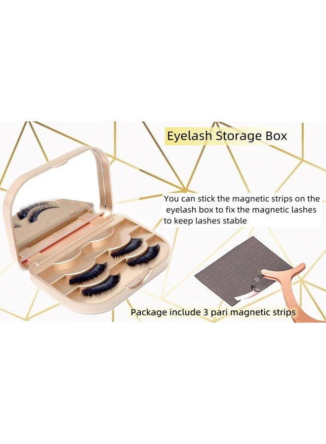 YiQiYi Cosmetic Case Empty Eyelashes Storage Case with Makeup Mirror Holder Box Fake Eyelash Packing Travel Storage Case Eyelashes Bag(Gold) - Image 5