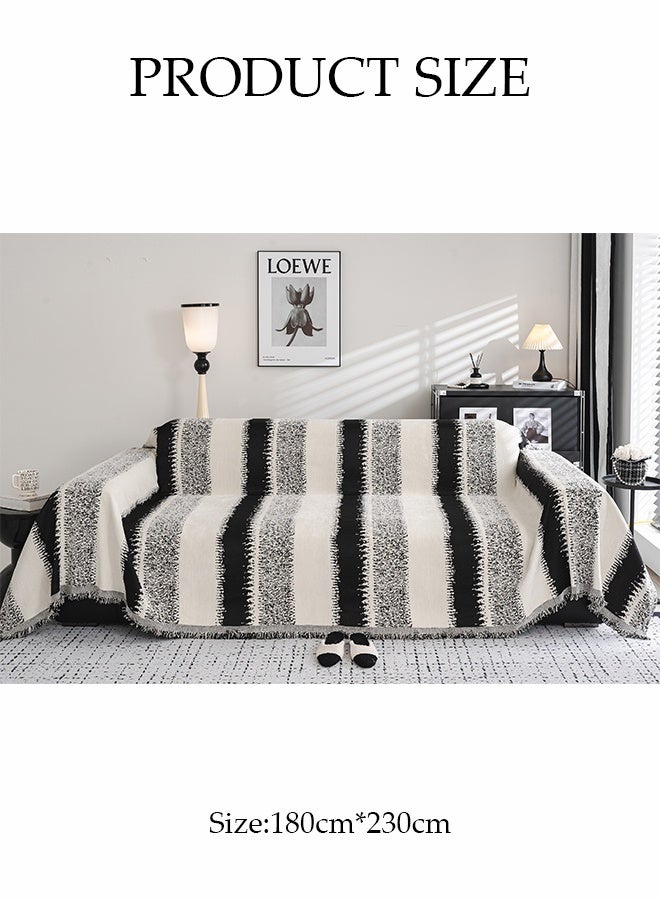 DUNISO Sofa Towel，2 Seater Sofa Cover，Double Side Couch Covers，Simple Style Wrap-Up Sofa Cover， All-Season Sofa Blanket，Soft Warm Scratch Resistant and Wear-resistant Chenille Material，Washable and Detachable，180 * 230cm，Black  - Image 2