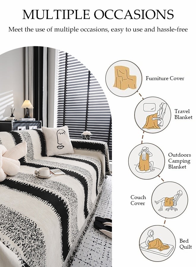 DUNISO Sofa Towel，2 Seater Sofa Cover，Double Side Couch Covers，Simple Style Wrap-Up Sofa Cover， All-Season Sofa Blanket，Soft Warm Scratch Resistant and Wear-resistant Chenille Material，Washable and Detachable，180 * 230cm，Black  - Image 5