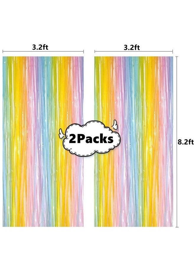 i-CHONY Shiny Rainbow Foil Fringe Curtain 2Pcs 3.2Ft X 8.2Ft Rainbow Party Streamers For Birthday Photo Booth Backdrop Prop Wedding Holiday Bridal Shower Baby Shower Bachelorette Party Decor  - Image 4