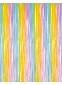 i-CHONY Shiny Rainbow Foil Fringe Curtain 2Pcs 3.2Ft X 8.2Ft Rainbow Party Streamers For Birthday Photo Booth Backdrop Prop Wedding Holiday Bridal Shower Baby Shower Bachelorette Party Decor  - Image 2