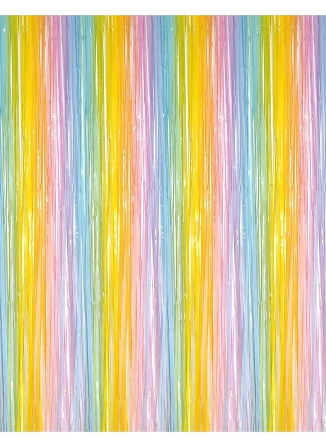 i-CHONY Shiny Rainbow Foil Fringe Curtain 2Pcs 3.2Ft X 8.2Ft Rainbow Party Streamers For Birthday Photo Booth Backdrop Prop Wedding Holiday Bridal Shower Baby Shower Bachelorette Party Decor  - Image 2