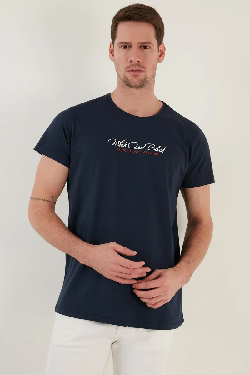 بوراتي Cotton Slim Fit Crew Neck Written T Shirt Men's T SHIRT 541ENJOY