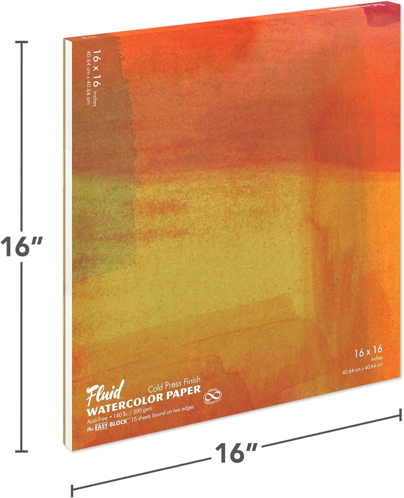 Speedball Fluid Watercolor Paper Block, 16 x 16 inches, 15 Sheets, 140 lb (300 GSM) Cold Press Paper Pad for Artist Painting and Wet Media - Image 2