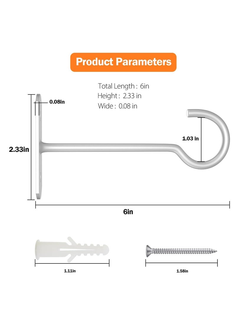 KASTWAVE 4Pack Hanging Plant Bracket, 6inch Metal Plant Hook Shepherds Hook Decorative Wall Plant Hanger for Hanging Lanterns Bird Feeder Flower Basket Home Decor - Image 2