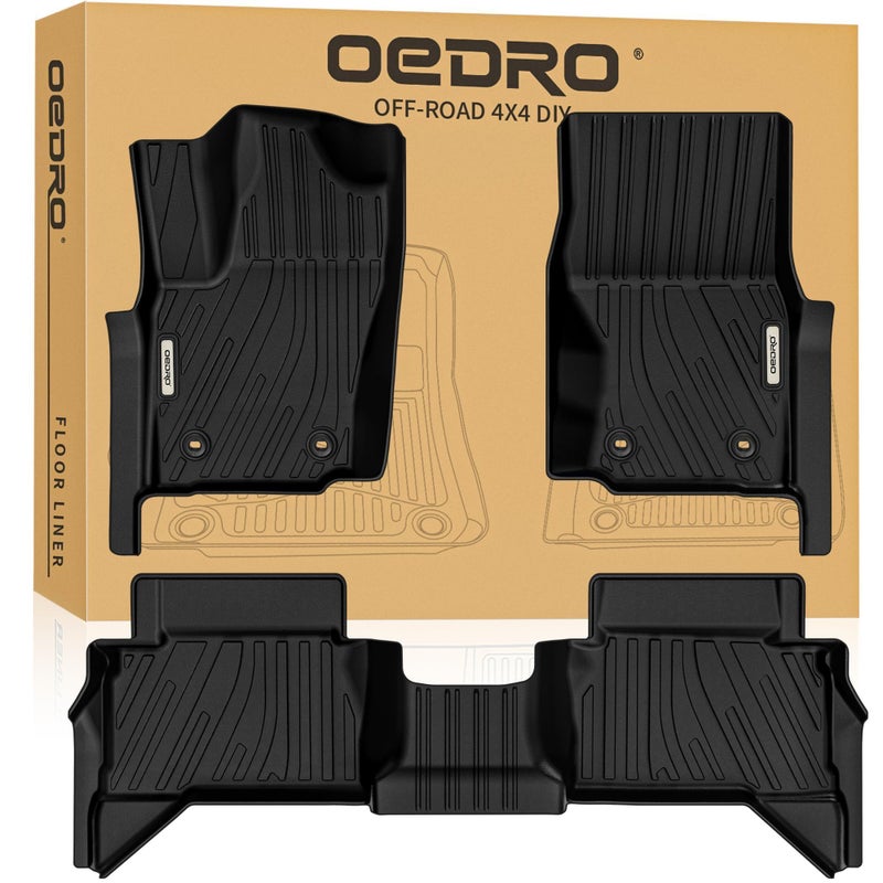 OEDRO Floor Mats Fit for Toyota Tacoma 2024 2025 2026 Double Cab Auto Trans (NOT for Hybrid), Custom TPE All Weather Floor Liners for Tacoma TRD/SR/SR5/limited Car Front&Rear 2 Row Mats - Image 1