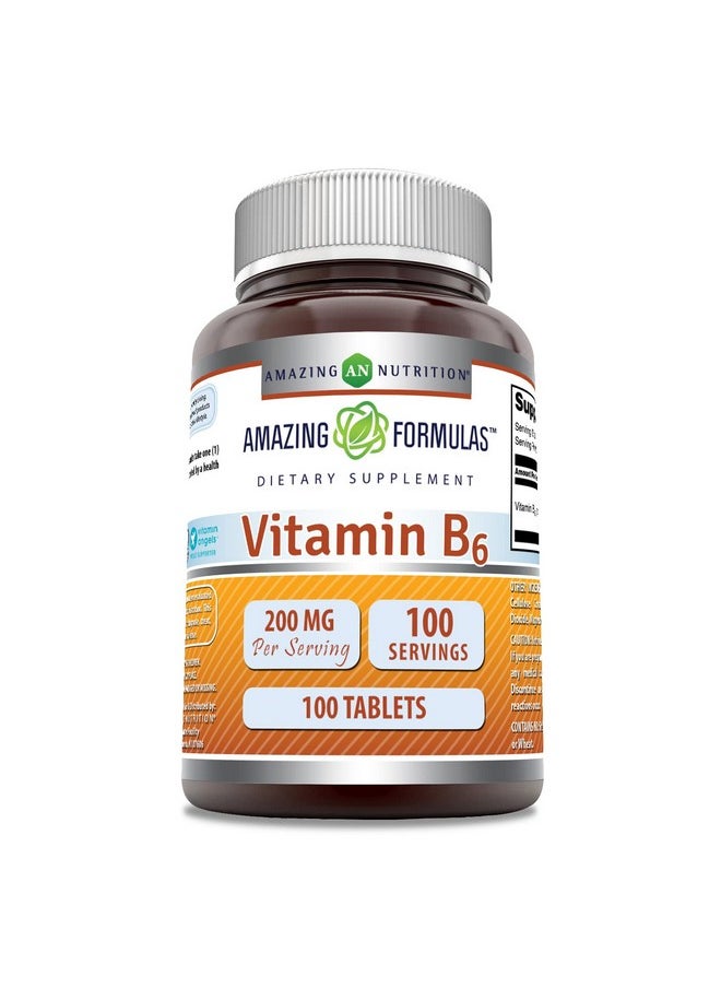 Amazing Formulas Vitamin B6 Pyridoxine 200mg 100 Tablets Supplement | Non-GMO | Gluten Free | Made in USA - pzsku/ZD915F47ABEB2CFA3132AZ/45/_/1739882586/7f3b333a-758f-4534-9a90-bc357304385f