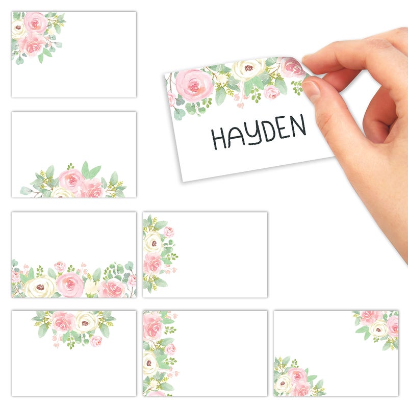 Hadley Designs Adhesive Name Tags Sticker -56 Nametags for Classroom Decor, Student Name Tag Stickers for Kids, Classroom Labels for Teachers Supplies, Nametags Sticker for Clothes, Floral Cubby Tags - Image 1