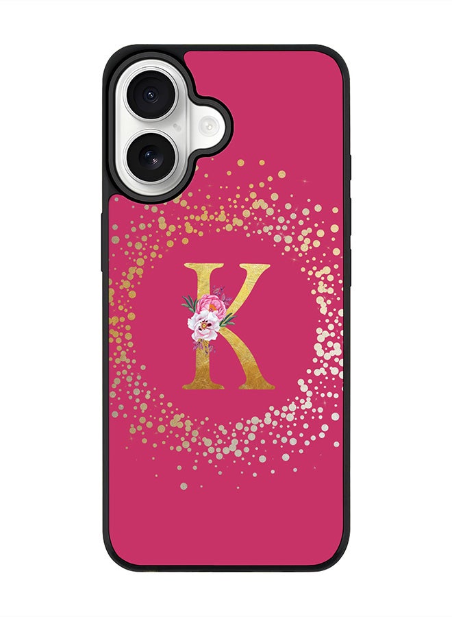 Stylizedd iPhone 17 Case, [Compatible with MagSafe] Slim Magnetic cover Phone Case iPhone 17 -Custom Monogram Floral - K ( Deep Pink ) - Image 1