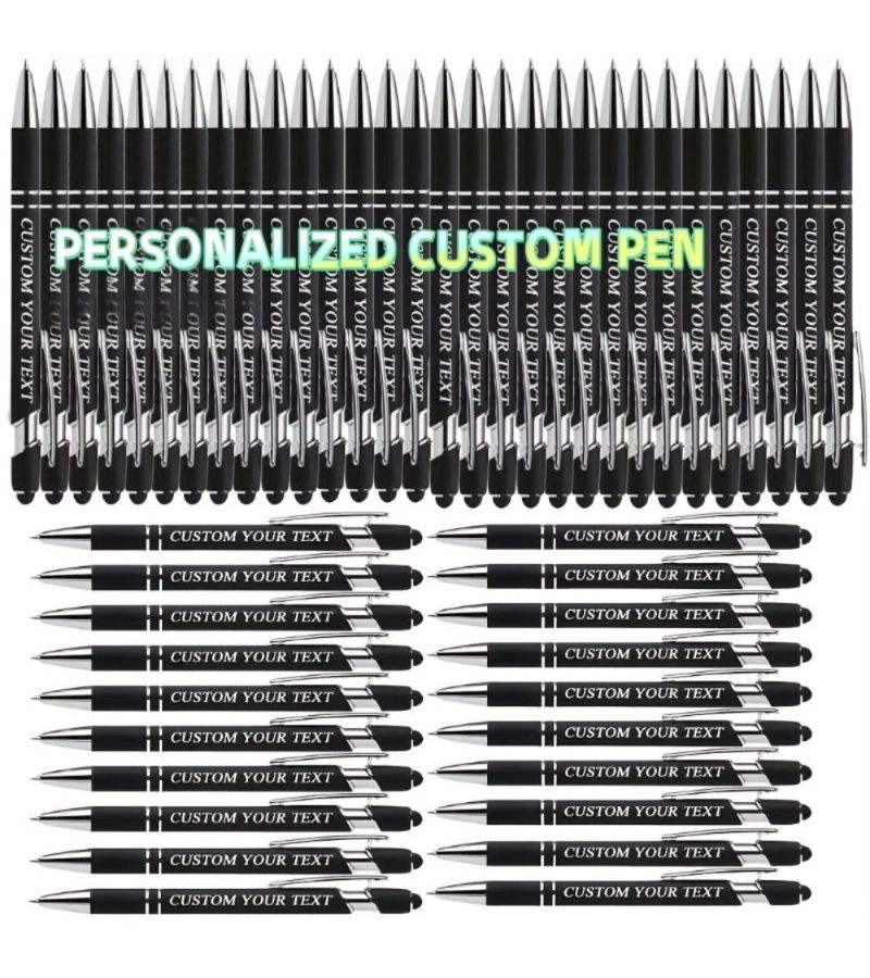 75pcs Red Custom Engraved Metal Ballpoint Pens for Business Gifts - Image 3